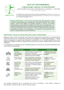 NOTE DE POSITIONNEMENT : L'agroécologie, réponse à la désertification